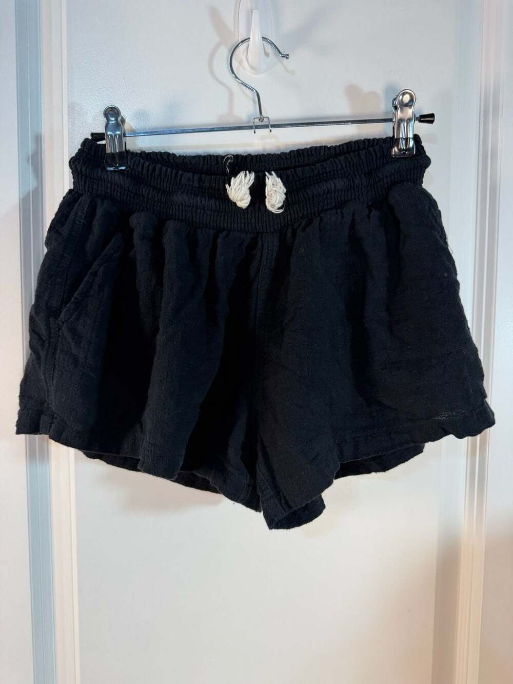 Ocean Drive Black Cotton Gauze Drawstring Shorts Size M
